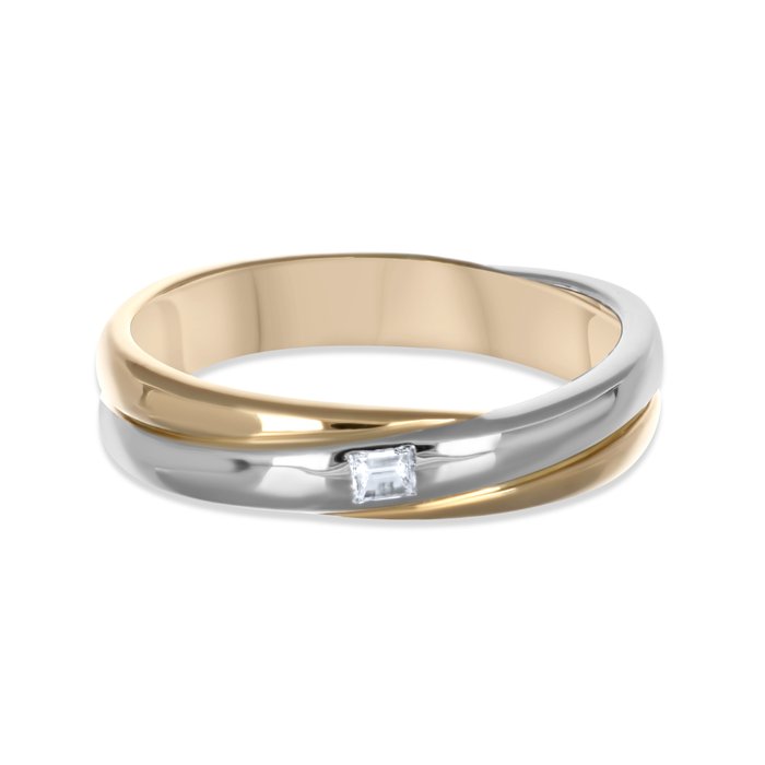 Ring - 18 kraat Gulguld, Hvidguld -  0.03ct. tw. Diamant (Natur)