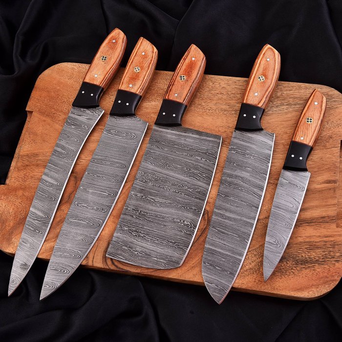 Køkkenkniv - Chef's knife - Håndlavet stål Tigerwood og sort g 10 - Nordamerika