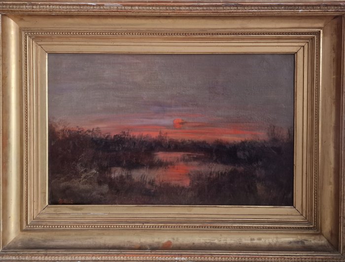 Giiorgio Belloni (1861-1944) - Paesaggio al tramonto