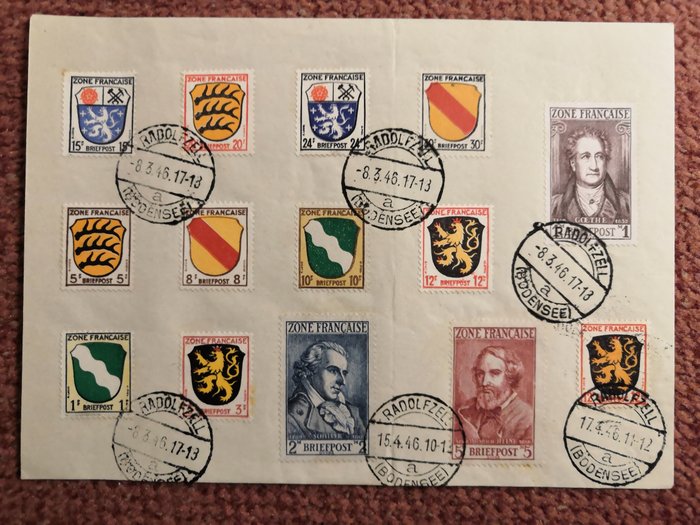 De allieredes besættelse - Tyskland 1945/1949 - 15 attraktive og til dels bedre sætningsbogstaver og FDC