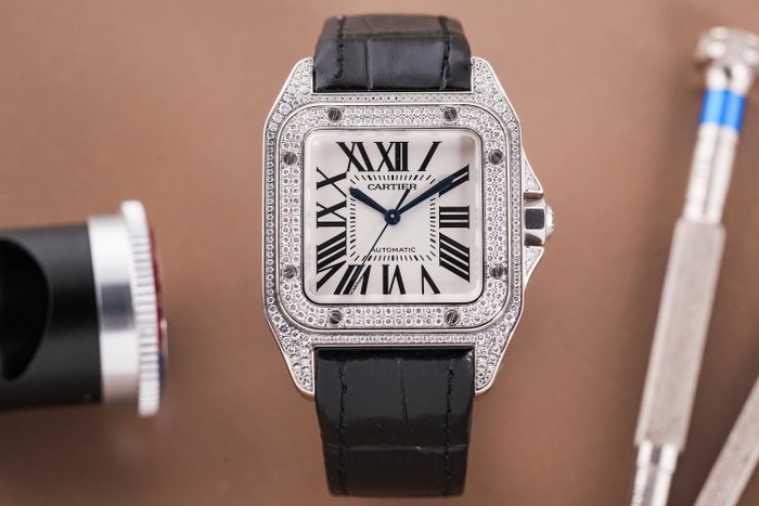 Cartier - Santos 100 18k White Gold Factory Diamond - WM501751 - Unisex - 2000-2010