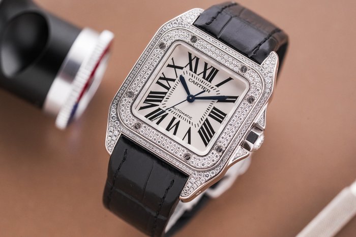 Cartier - Santos 100 18k White Gold Factory Diamond - WM501751 - Unisex - 2000-2010