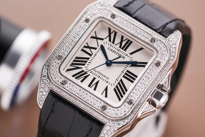 Cartier - Santos 100 18k White Gold Factory Diamond - WM501751 - Unisex - 2000-2010