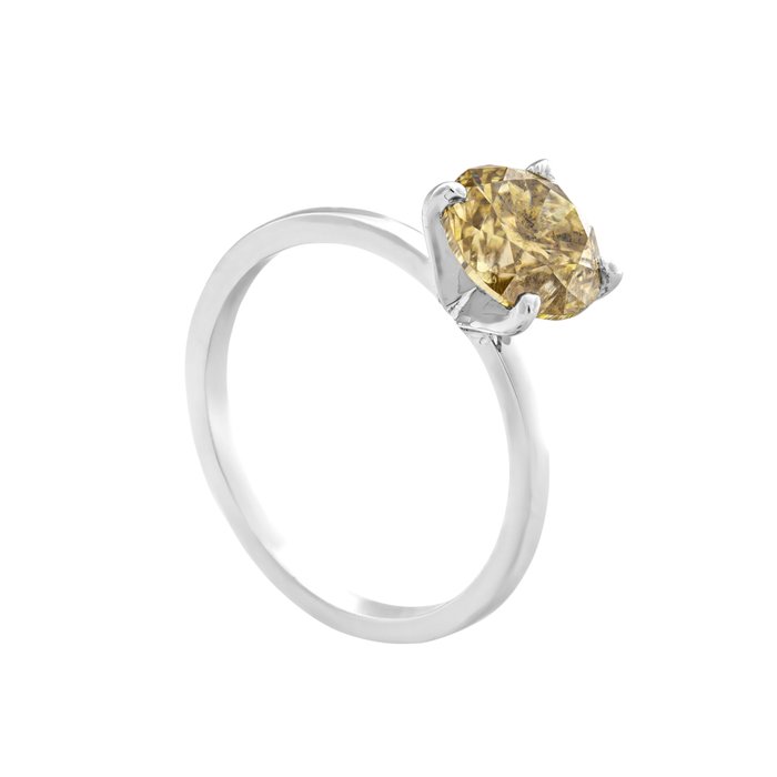 Ingen mindstepris - Ring - 14 karat Hvidguld -  2.01ct. tw. Gul Diamant (Naturfarvet)