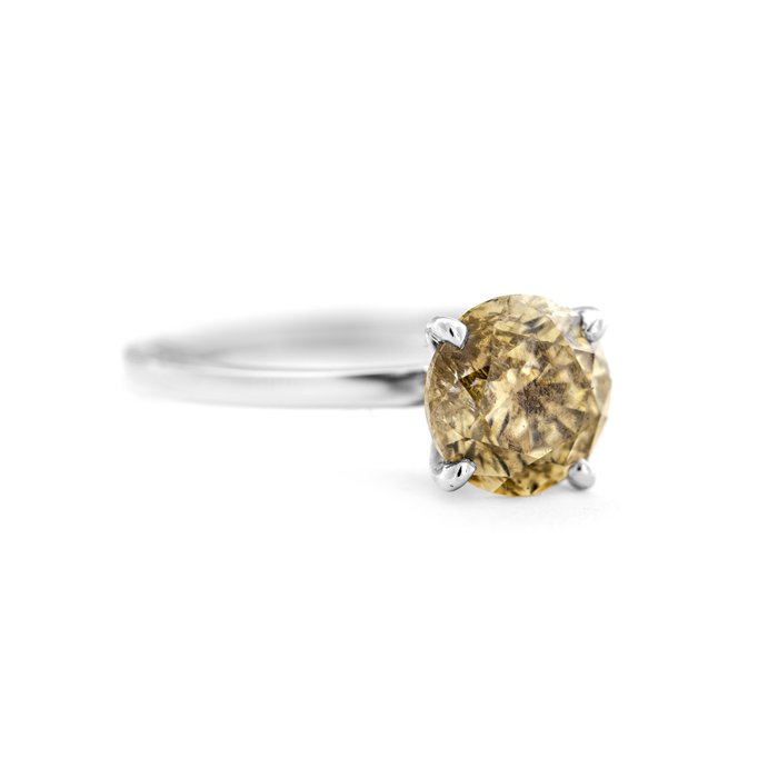 Ingen mindstepris - Ring - 14 karat Hvidguld -  2.01ct. tw. Gul Diamant (Naturfarvet)