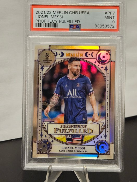 2021/22 Topps Merlin Chrome UEFA Lionel Messi #PF7 Prophecy Fulfilled PSA 9 Graded card