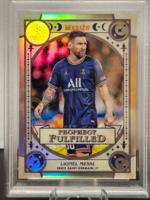 2021/22 Topps Merlin Chrome UEFA Lionel Messi #PF7 Prophecy Fulfilled PSA 9 Graded card