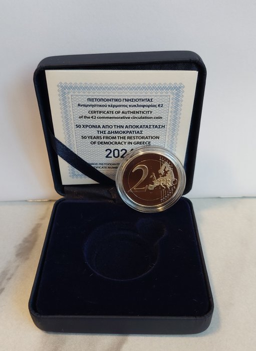 Grækenland. 2 Euro 2024 "Restoration of Democracy" Proof  (Ingen mindstepris)