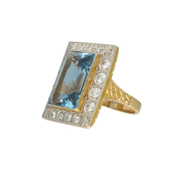 Ring - 18 kraat Gulguld, Platin Spinel - Diamant