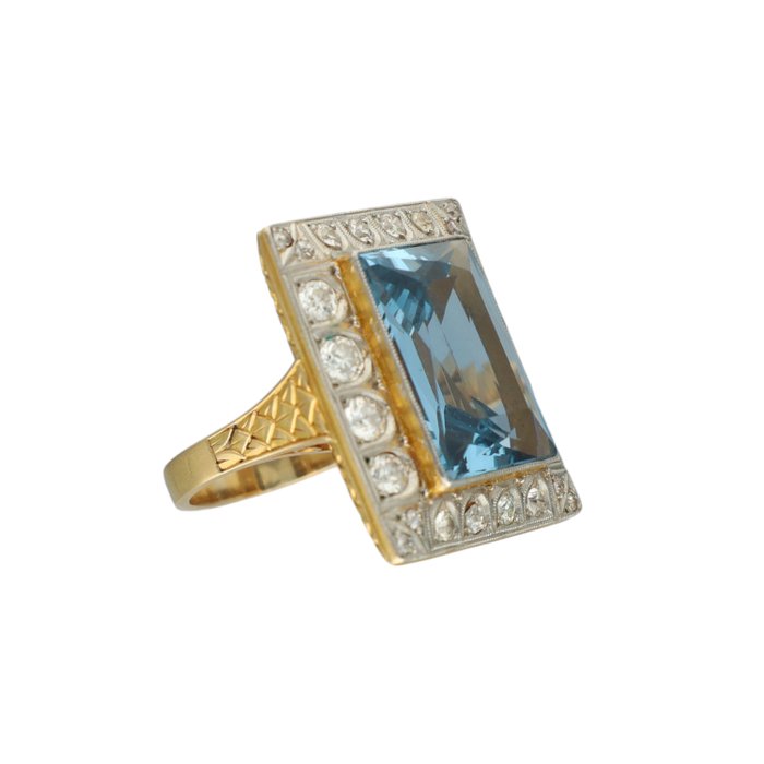 Ring - 18 kraat Gulguld, Platin Spinel - Diamant