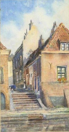 Martin van Waning (1889-1972) - Steegje aan water