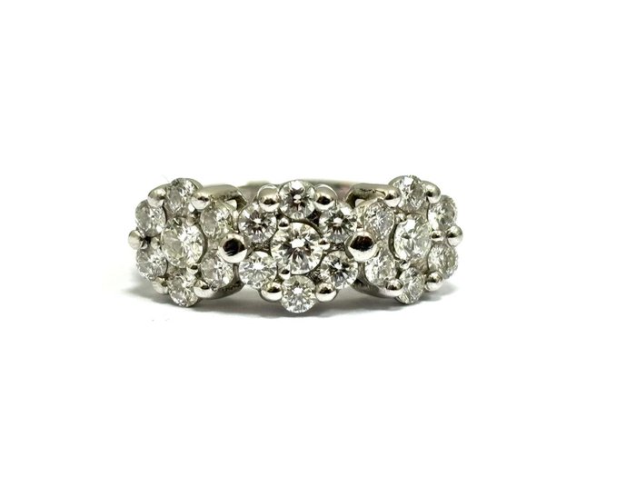 Ring - 18 kraat Hvidguld -  1.20ct. tw. Diamant (Natur)  - Fremstillet i Italien