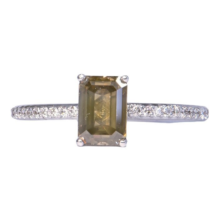 Ring - 14 karat Hvidguld -  1.26ct. tw. Diamant (Natur) - Diamant