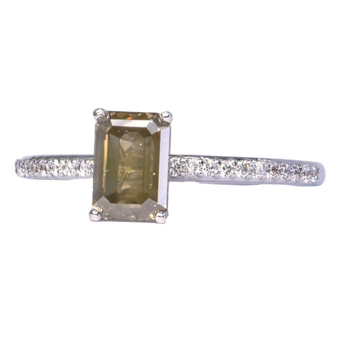 Ring - 14 karat Hvidguld -  1.26ct. tw. Diamant (Natur) - Diamant