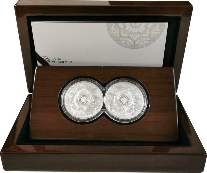 Sydafrika 5 Rand 2021 Big Five Buffalo Set 2x1 Oz (999) Proof