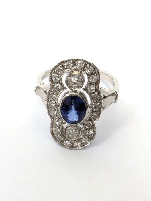 Ring Platin -  2.16ct. tw. Safir - Diamant