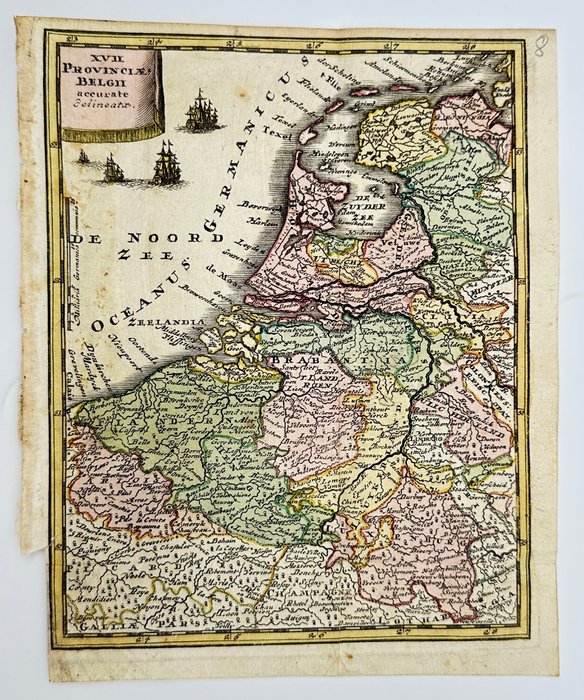 Europa - Belgien, Holland og Luxembourg; Johann Cristoph Weigel - Atlas Portalis / XVII Provinciae Belgii - 1701-1720