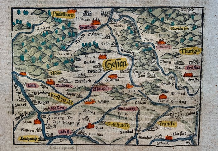 Tyskland - Hessen, Marburg; Sebastian Münster - Beschreibung des Hessenlandts/ so zu unsern zeiten die Landtgraffeschafft von Hessen genannt wirdt; - 1561-1580