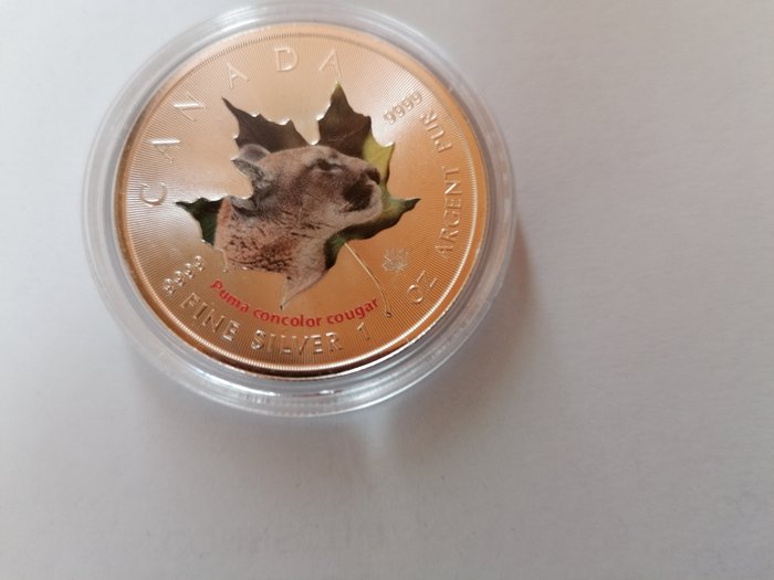 Canada. 5 Dollars 2014 Canadian Wildlife - Maple leaf Series - Cougar 7th + Big Horn Sheep 8th, 2x1 Oz (.999)