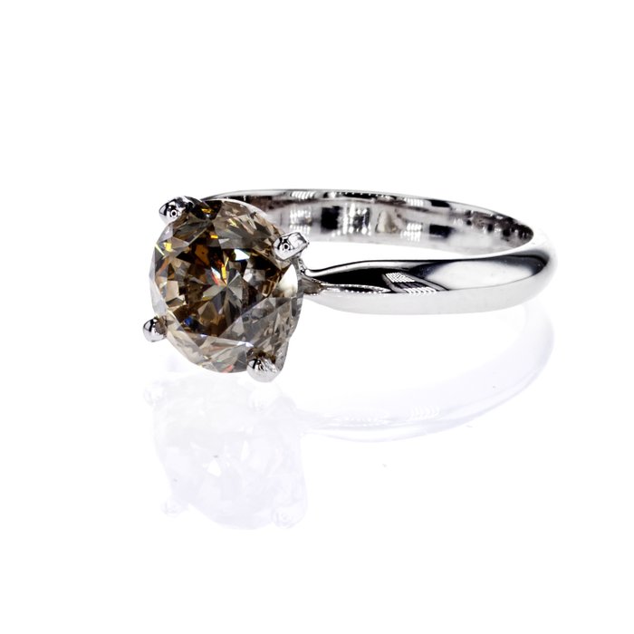 Ingen mindstepris - Forlovelsesring - 14 karat Hvidguld -  3.07ct. tw. Diamant (Naturfarvet)