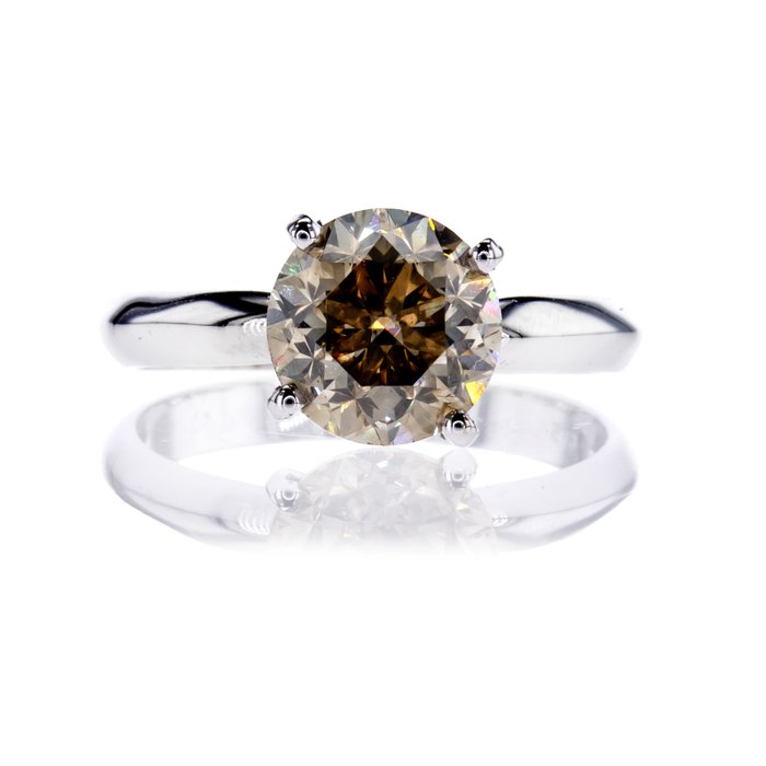 Ingen mindstepris - Forlovelsesring - 14 karat Hvidguld -  3.07ct. tw. Diamant (Naturfarvet)