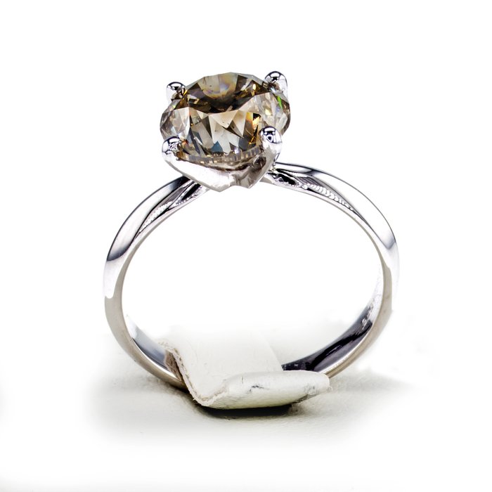 Ingen mindstepris - Forlovelsesring - 14 karat Hvidguld -  3.07ct. tw. Diamant (Naturfarvet)