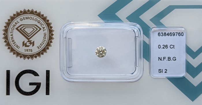 Ingen mindstepris - 1 pcs Diamant  (Naturfarvet)  - 026 ct - Rund - Fancy Brunlig Grå - SI2 - International Gemological Institute (IGI)