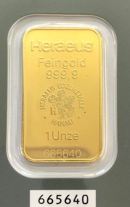 1 Troy Ounce - Guld 999 - Heraeus, Germany - Forseglet