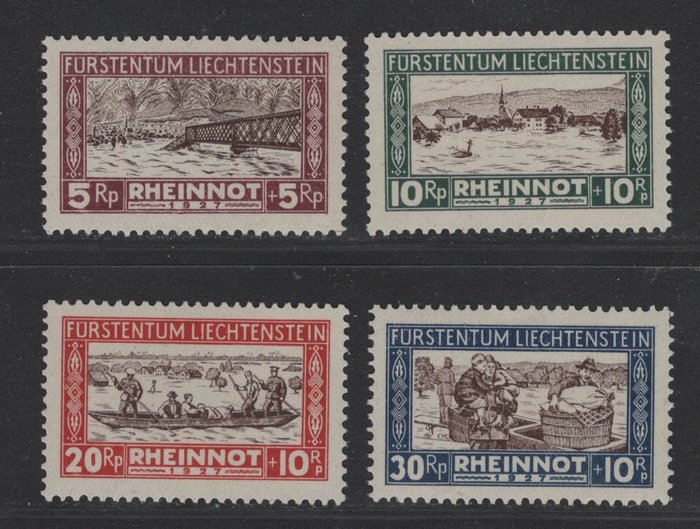 Liechtenstein 1928 - "Rheinnot" komplet - Michel 78-81