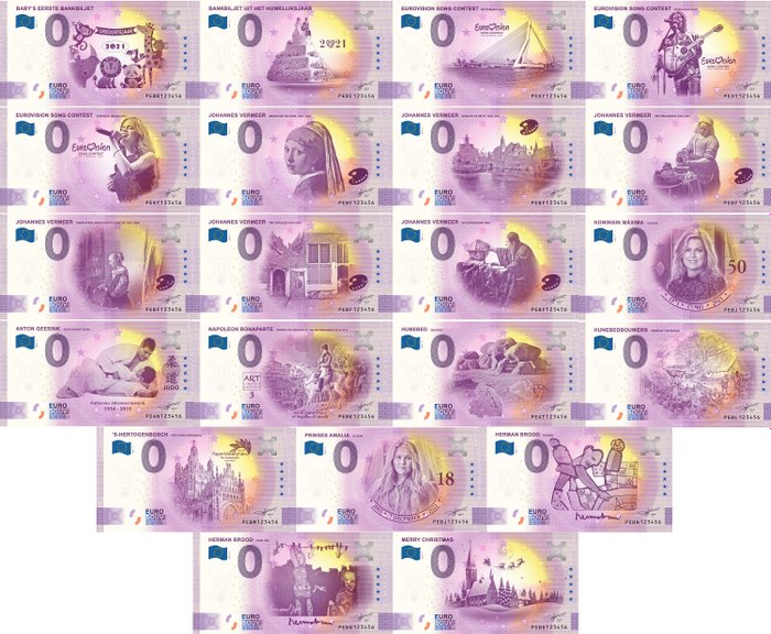 Holland 0 Euro biljetten 2021 compleet (21 biljetten)  (Ingen mindstepris)