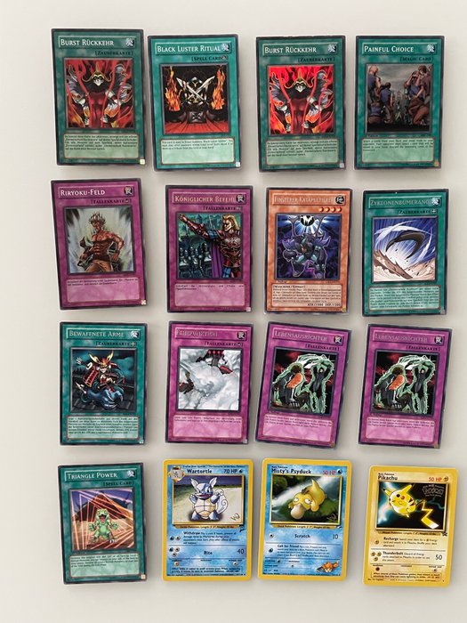 Konami - 16 Card - Yu-Gi-Oh!, Pokemon - Holo and rare cards 1ste Edition Vintage