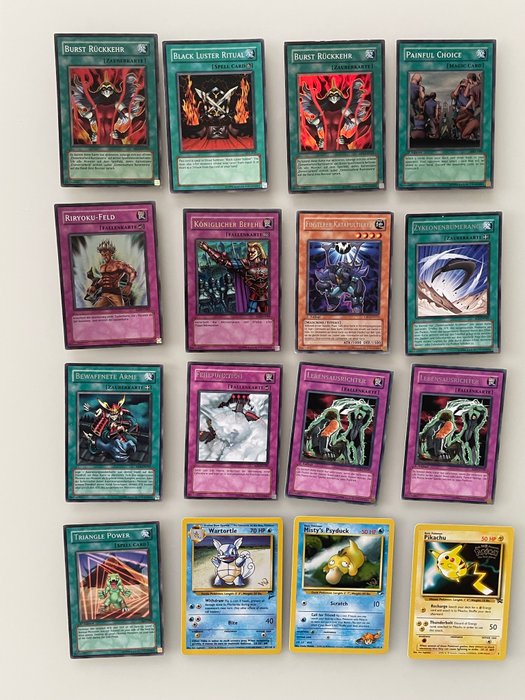 Konami - 16 Card - Yu-Gi-Oh!, Pokemon - Holo and rare cards 1ste Edition Vintage