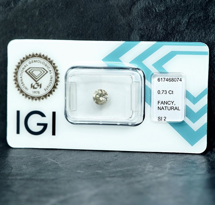 1 pcs Diamant  (Naturfarvet)  - 0.73 ct - Fancy light Brunlig Gul - SI2 - International Gemological Institute (IGI)