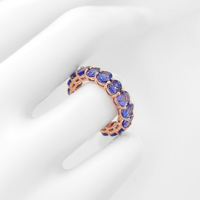 Ring - 14 karat Rosaguld -  6.70ct. tw. Tanzanit