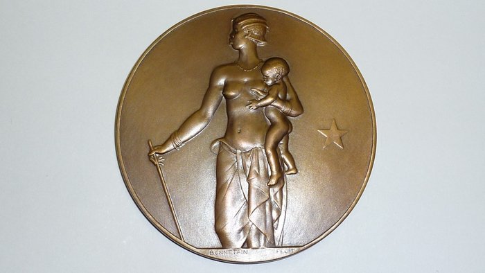 Belgisk Congo. Bronze medal 1934. 25e anniversaire de la Banque du Congo belge.