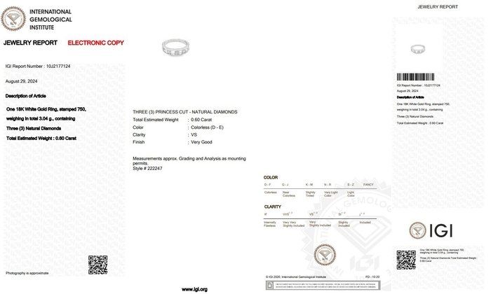 Ingen mindstepris - Ring - 18 kraat Hvidguld -  0.60ct. tw. Diamant (Natur) - Gorgeus Band