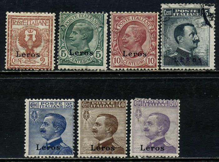 Ægæiske Lero 1912 - Definitivt, komplet sæt med 7 værdier - Sassone N. 1/7