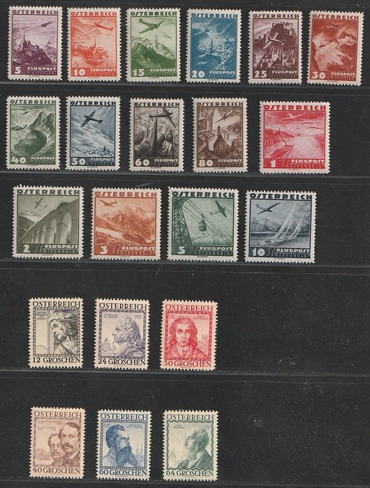 Østrig 1934/1935 - 2 komplette serier - Michel 591/596, 598/612