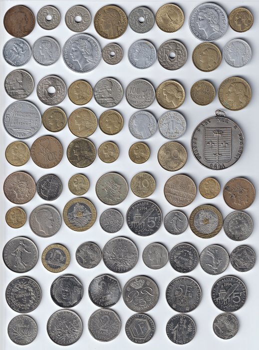 Frankrig. Mixed lot of 73 coins ND 1911-1999  (Ingen mindstepris)