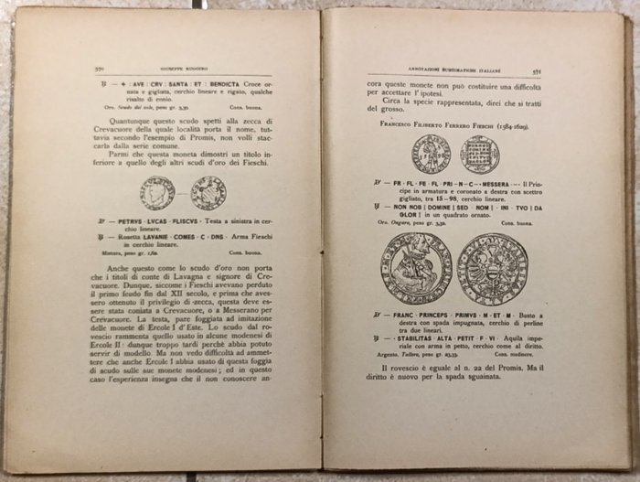 La Rivista Italiana di Numismatica e scienze affini - 2 annate in 6 tomi - 1908-1909