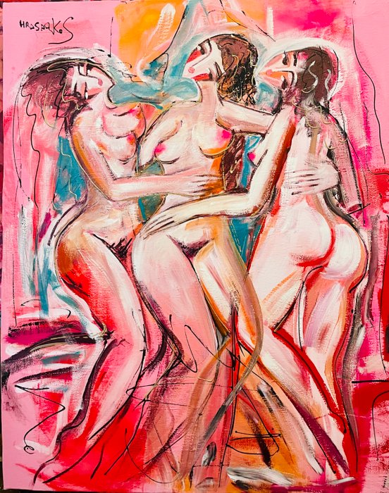 Hrasarkos (1975) - Les Trois Grâces - Huile sur grand toile