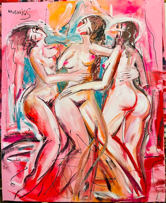 Hrasarkos (1975) - Les Trois Grâces - Huile sur grand toile