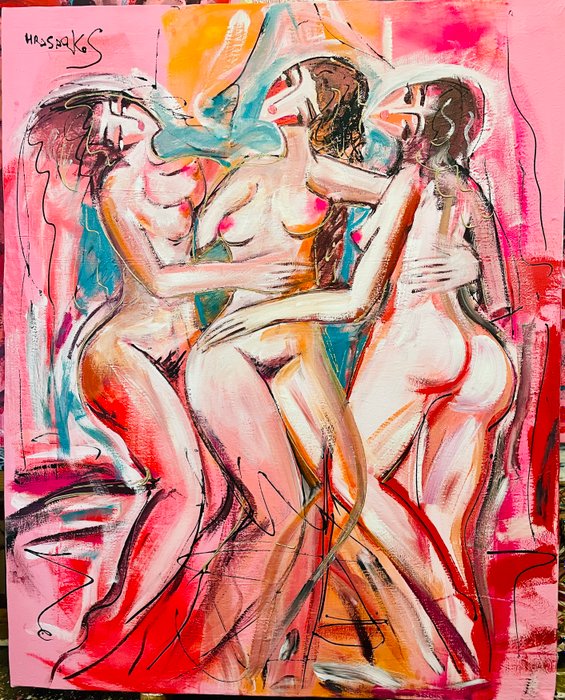 Hrasarkos (1975) - Les Trois Grâces - Huile sur grand toile