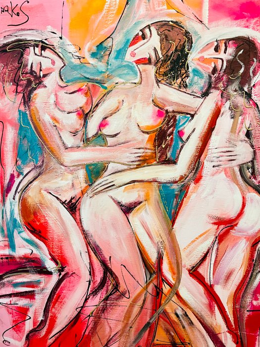 Hrasarkos (1975) - Les Trois Grâces - Huile sur grand toile