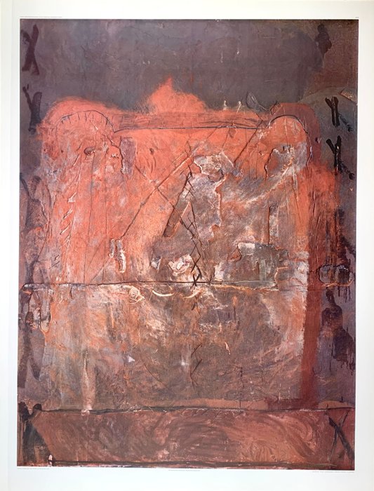 Antoni Tapies - Relief in Ziegelfarbe / Relief in red - Vintage Collotype - 105 x 75 cm - 1970‹erne