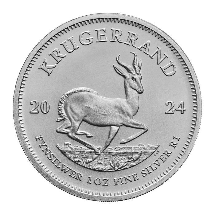 Sydafrika. 25 x 1 oz 2024 1 Rand Silver Krugerrand Coin In Tube