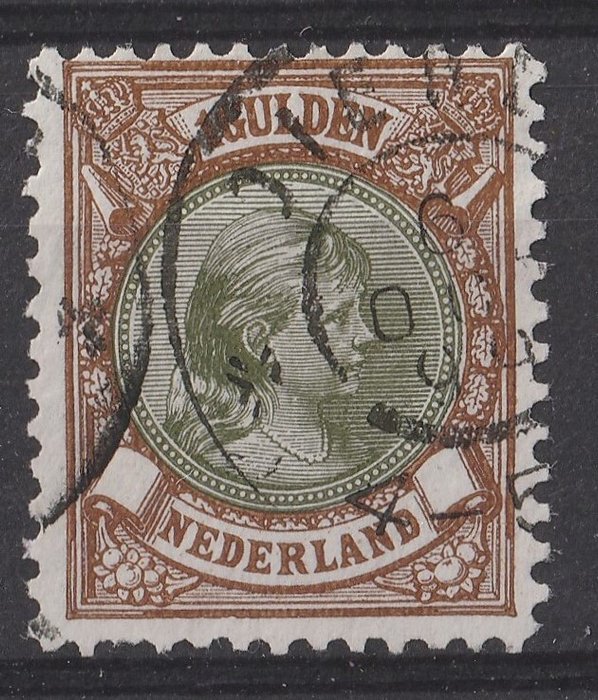 Holland 1891/1896 - Dronning Wilhelmina med hængende hår serie med små runde stempler