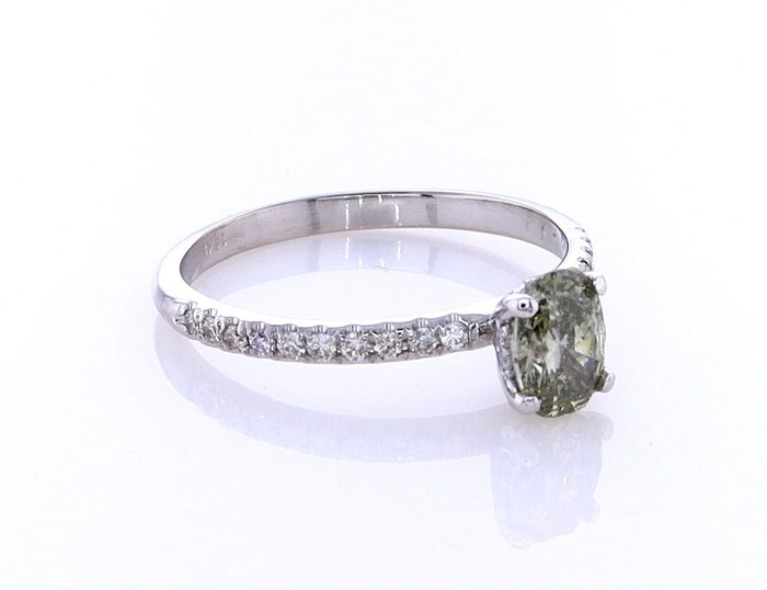 Ring - 14 karat Hvidguld -  0.75ct. tw. Diamant (Naturfarvet) - Diamant