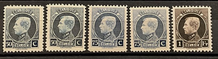 Belgien 1922 - Lille Montenez - Udvalg af frimærker inkl. ekstra perforeringer - OBP 211/218 +211 A/D + 213 A/B + 214 B