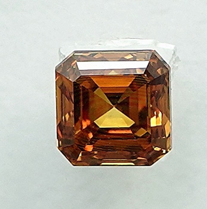 1 pcs Diamant  (Naturfarvet)  - 0.26 ct - Smaragd - Fancy Orange nuance Gul - SI1 - International Gemological Institute (IGI)